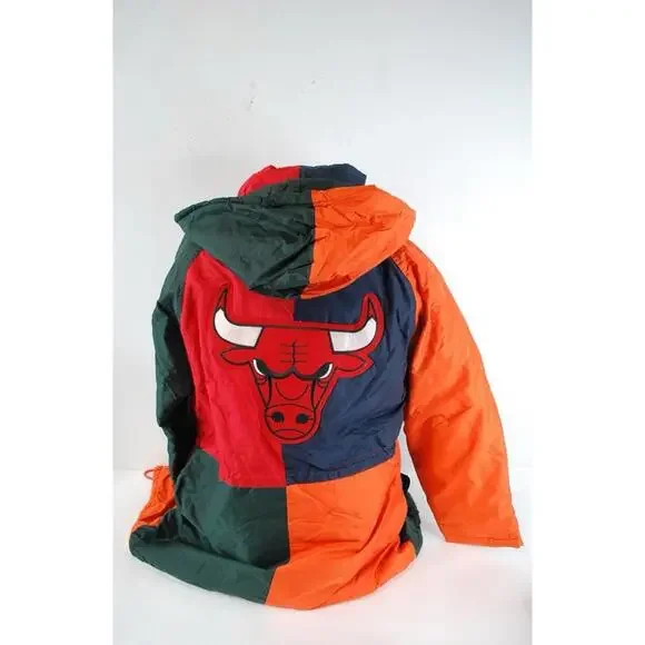 Sports Pro Chicago Bulls Men’s Small Colorblock Puffy Hooded Jacket NBA NWT Rare - Picture 7 of 15